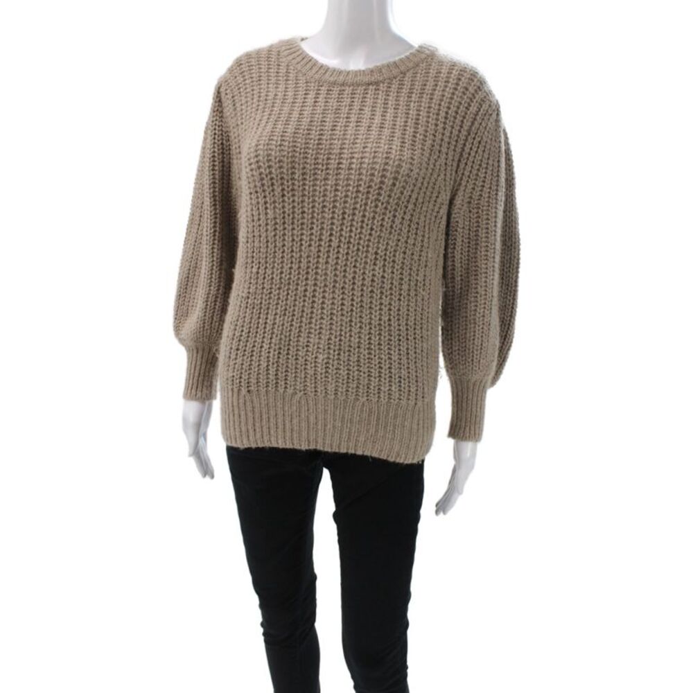 Reformation Womens Pullover Sweater Beige Acrylic Round Neck Long Sleeve Size S